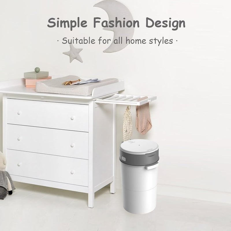 Bellababy Diaper Pail, Upgrade Baby Diaper Bin with Double Odor Locking, Includes 1 Refill (270 inches/pcs), Compact Design for Nursery - Image 2